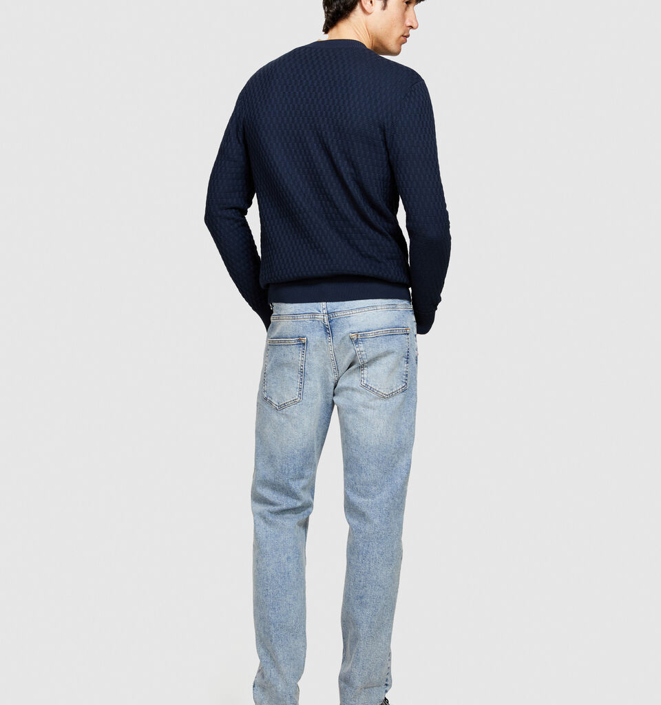 Solid colored sweater - men's crew neck sweaters - Dark Blue | Sisley image number 3